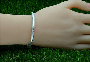 StarGems® Fixed Carved Heart Sutra Handmade 999 Sterling Silver Bangle Bracelet For Women Cb0249