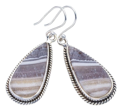 StarGems  Natural Zebra Calcite Handmade 925 Sterling Silver Earrings 1.75