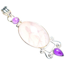 StarGems  Natural Rose Quartz and Amethyst Handmade Unique 925 Sterling Silver Pendant 2.25" Y5095