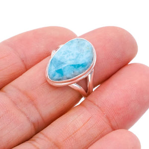 StarGems® Natural Larimar Handmade 925 Sterling Silver Ring 6.5 F0851