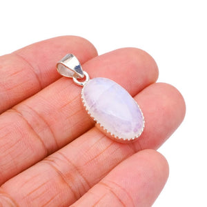 StarGems  Natural Moonstone Handmade 925 Sterling Silver Pendant 1.25" F3572