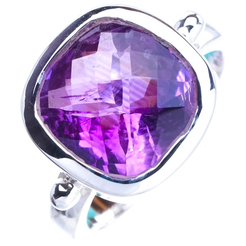 StarGems  Natural Amethyst Handmade 925 Sterling Silver Ring 6.75 E9215