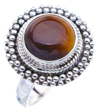 StarGems® Natural Tiger Eye Handmade 925 Sterling Silver Ring 8.5 F1129