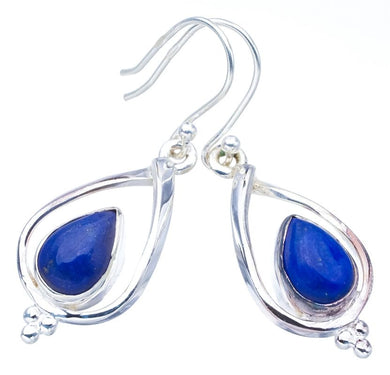 StarGems  Natural Lapis Lazuli Handmade 925 Sterling Silver Earrings 1.5