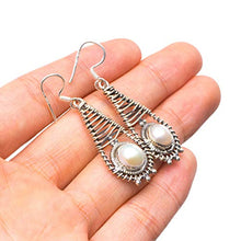 StarGems  Natural River Pearl Handmade Vintage 925 Sterling Silver Earrings 1 3/4" T4645