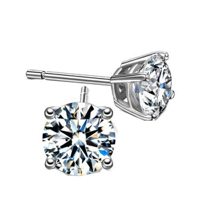 StarGems® 0.5ct Moissanite 925 Silver Platinum Plated Four-Prong Classical Stud B4635