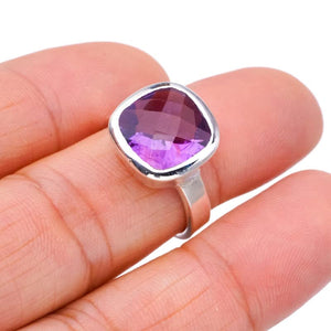 StarGems® Natural Amethyst Handmade 925 Sterling Silver Ring 6.5 F2889