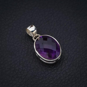 StarGems  Natural Amethyst Handmade 925 Sterling Silver Pendant 1" F5332