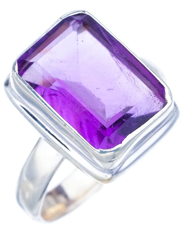 StarGems  Natural Amethyst Handmade 925 Sterling Silver Ring 7.75 F2829