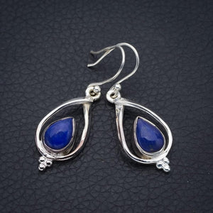 StarGems  Natural Lapis Lazuli Handmade 925 Sterling Silver Earrings 1.5" F5668