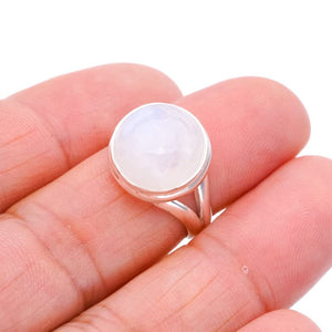 StarGems  Natural Moonstone Handmade 925 Sterling Silver Ring 6.25 F0640