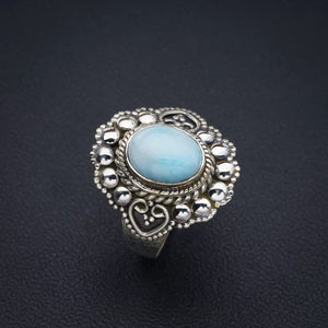 StarGems  Natural Larimar Handmade 925 Sterling Silver Ring 7.25 F2785