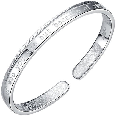 StarGems® Opening Carved Letter Handmade 999 Sterling Silver Bangle Cuff Bracelet For Women Cb0103