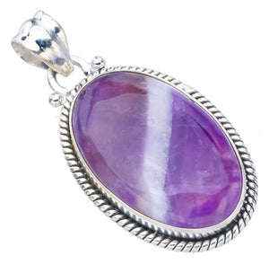 StarGems  Natural Chevron Amethyst Handmade 925 Sterling Silver Pendant 1.5" F5177