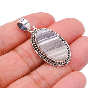 StarGems  Natural Zebra Calcite Handmade 925 Sterling Silver Pendant 1.5" F4561