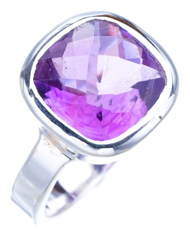 StarGems® Natural Amethyst Handmade 925 Sterling Silver Ring 6.5 F2889