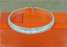StarGems  Opening Carved Sanskrit Handmade 999 Sterling Silver Bangle Cuff Bracelet For Women Cb0128