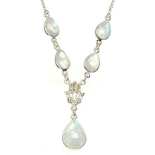 StarGems  Natural Rainbow Moonstone Handmade Unique 925 Sterling Silver Necklace 15.75+1.5" A3156