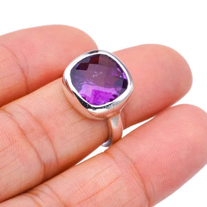 StarGems® Natural Amethyst Handmade 925 Sterling Silver Ring 5.25 F2896