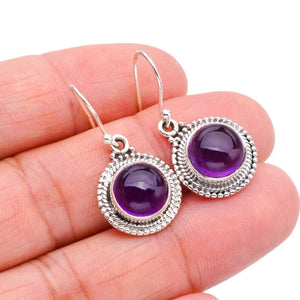 StarGems  Natural Amethyst Handmade 925 Sterling Silver Earrings 1.25" F5600