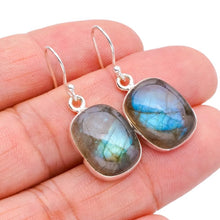 StarGems  Natural Labradorite Handmade 925 Sterling Silver Earrings 1.25" F5774