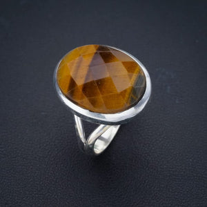 StarGems® Natural Tiger Eye Handmade 925 Sterling Silver Ring 10 F1104