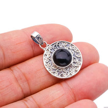 StarGems  Natural Black Onyx Handmade 925 Sterling Silver Pendant 1.25" F3986