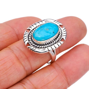 StarGems  Natural Turquoise Pigeon Handmade 925 Sterling Silver Ring 8.5 F2312