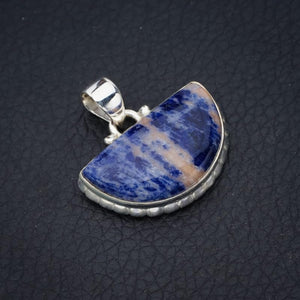 StarGems  Natural Sodalite Handmade 925 Sterling Silver Pendant 1" F4998