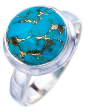 StarGems  Natural Copper Turquoise Handmade 925 Sterling Silver Ring 7 F2249