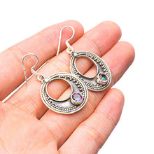 StarGems® Natural Mystical Topaz Handmade Boho Half-Moon Shape 925 Sterling Silver Earrings 1 1/2" T4239