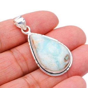 StarGems  Natural Amazonite Handmade 925 Sterling Silver Pendant 1.75" F5183