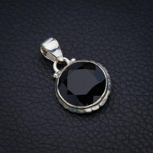 StarGems  Natural Black Onyx Handmade 925 Sterling Silver Pendant 1.25" F4409