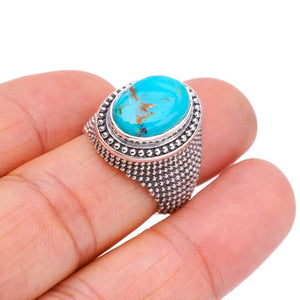 StarGems  Natural Turquoise Handmade 925 Sterling Silver Ring 6.25 F2311