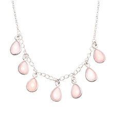 StarGems  Natural Rose Quartz Handmade Mexican 925 Sterling Silver Y Necklace 17.25" T8586