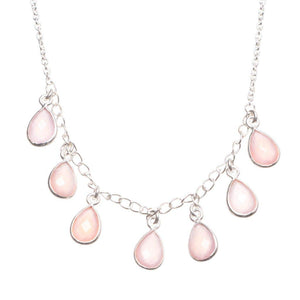 StarGems  Natural Rose Quartz Handmade Mexican 925 Sterling Silver Y Necklace 17.25" T8586