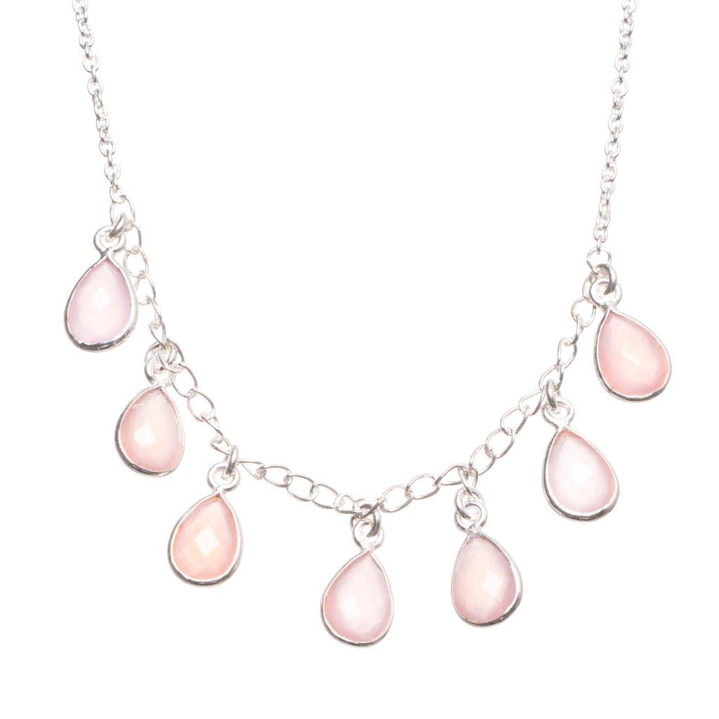 StarGems  Natural Rose Quartz Handmade Mexican 925 Sterling Silver Y Necklace 17.25