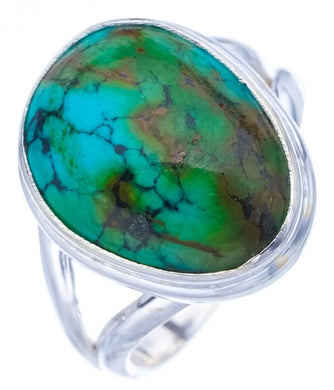 StarGems® Natural Turquoise Handmade 925 Sterling Silver Ring 7.25 F0488