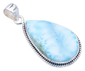 StarGems® Natural Larimar Handmade 925 Sterling Silver Pendant 1.75" F3552