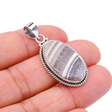 StarGems  Natural Zebra Calcite Handmade 925 Sterling Silver Pendant 1.5" F4556