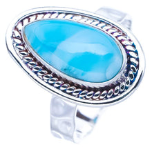 StarGems® Natural Larimar Hammered Handmade 925 Sterling Silver Ring 9 F1477