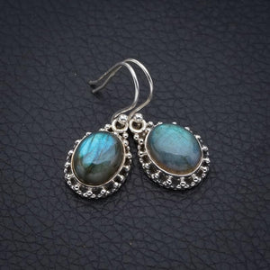 StarGems  Natural Labradorite Handmade 925 Sterling Silver Earrings 1.25" F5783