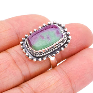 StarGems® Natural Ruby Zoisite Handmade 925 Sterling Silver Ring 7 F1363