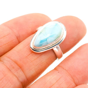 StarGems® Natural Larimar Handmade 925 Sterling Silver Ring 6 F0292