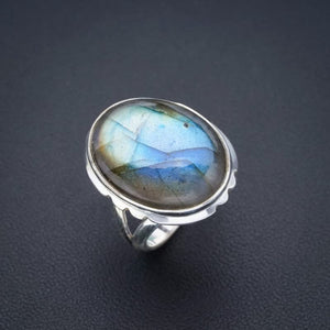 StarGems  Natural Labradorite Handmade 925 Sterling Silver Ring 5.75 F0131