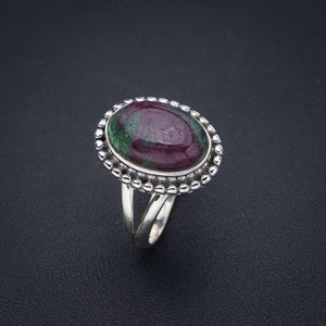 StarGems® Natural Ruby Zoisite Handmade 925 Sterling Silver Ring 8.5 F1334