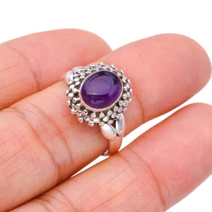 StarGems® Natural Amethyst Handmade 925 Sterling Silver Ring 7.75 F2860