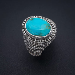 StarGems® Natural Turquoise Handmade 925 Sterling Silver Ring 7.75 F0447