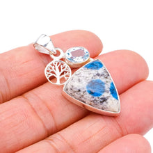 StarGems® Natural K2 Azurite Blue Topaz TreeHandmade 925 Sterling Silver Pendant 1.5" F3899