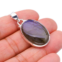 StarGems  Natural Blue Fire Labradorite Handmade 925 Sterling Silver Pendant 1.5" F5239